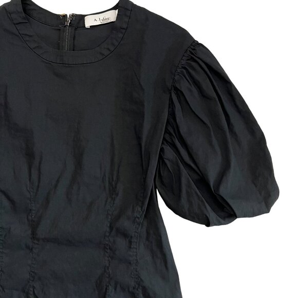 A.L.C. Jessie Poplin Stretch Linen Blend Puff Sleeve Mini Dress 10 Black Cottage - Picture 6 of 16
